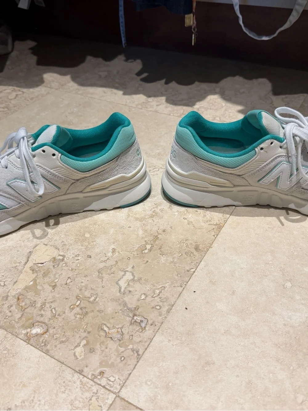 New Balance Women's Mint Green and White Sneakers